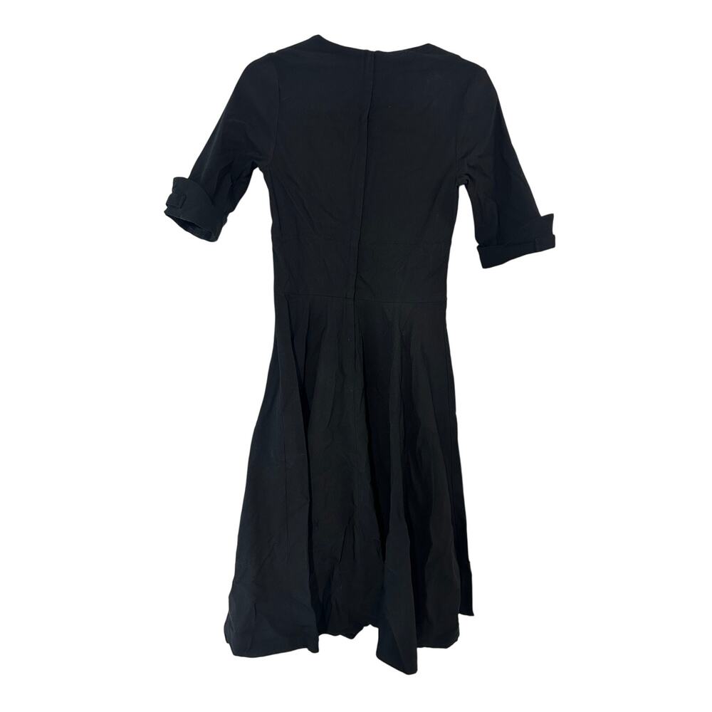 Unique Vintage Black Delores Swing Dress with Sleeves Fit Flare  - Sz Medium - Picture 6 of 7